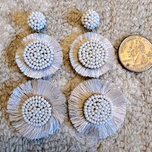 J. crew white beaded fringe earrings